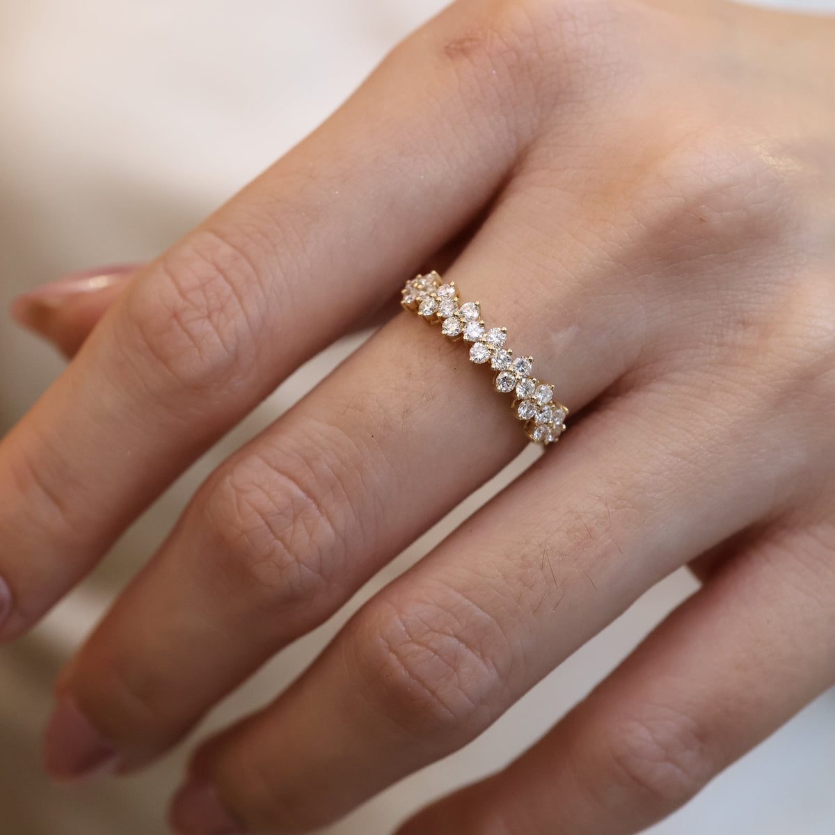 PRE-ORDER 0.49 TCW Alternating Round Lab Diamond Half Eternity Ring in 14K (SZ 6.5)