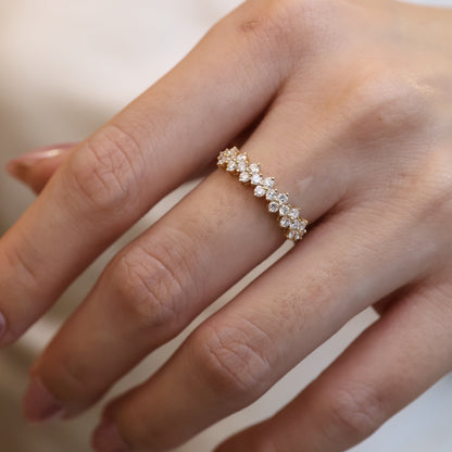 PRE-ORDER 0.49 TCW Alternating Round Lab Diamond Half Eternity Ring in 14K (SZ 6.5)