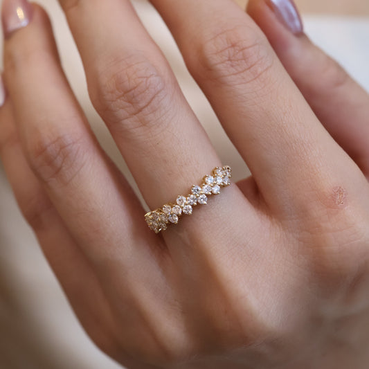 PRE-ORDER 0.56 TCW Alternating Round Lab Diamond Half Eternity Ring in 14K (SZ 6.5)
