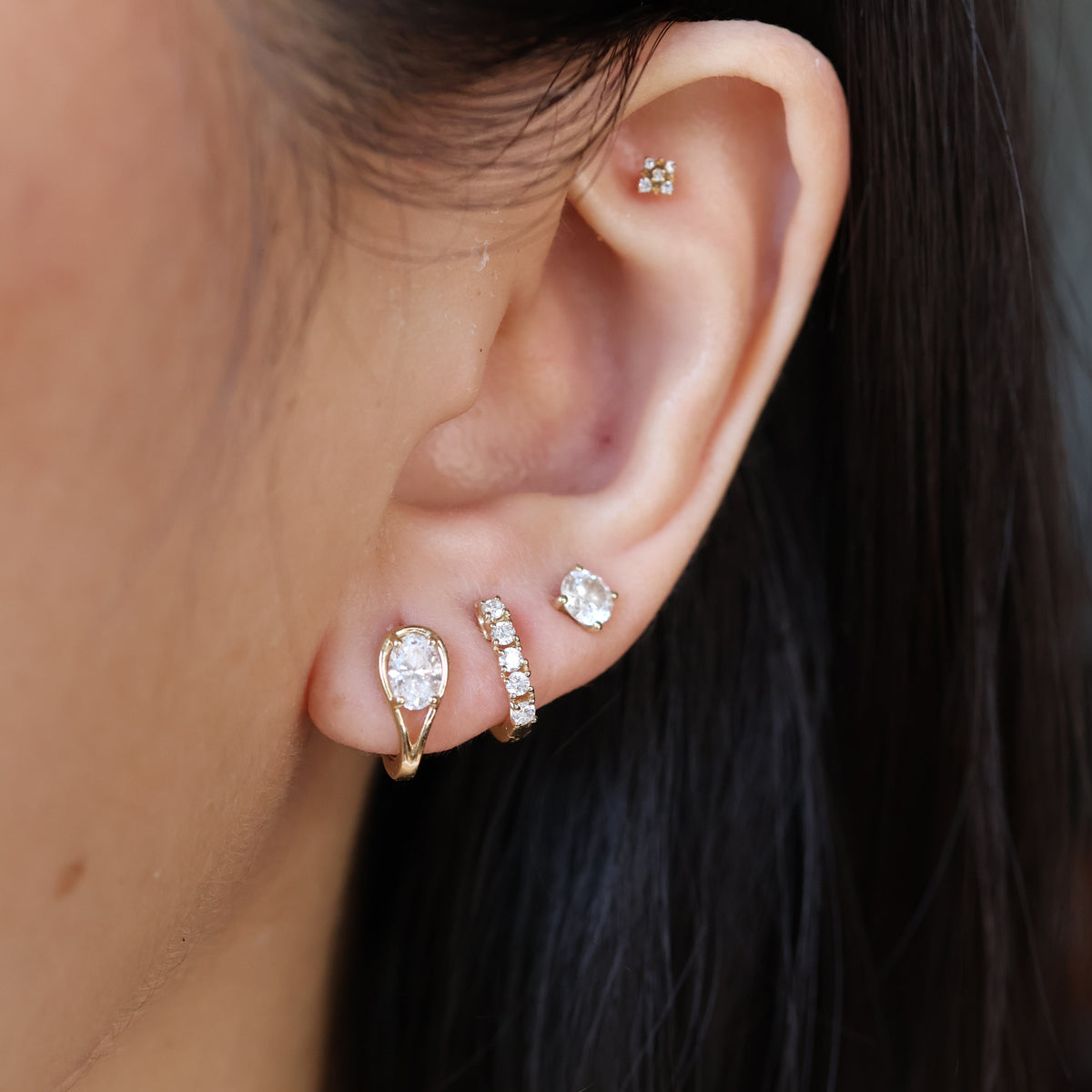 PRE-ORDER 0.36 TCW Half Eternity Lab Diamond Hoop Earrings in 14K White Gold