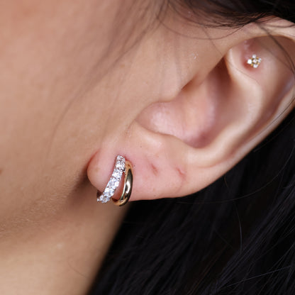 PRE-ORDER 0.46 TCW Double Hoop Lab Diamond Hoops in 14K