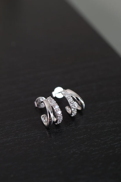 PRE-ORDER 0.46 TCW Double Hoop Lab Diamond Hoops in 14K