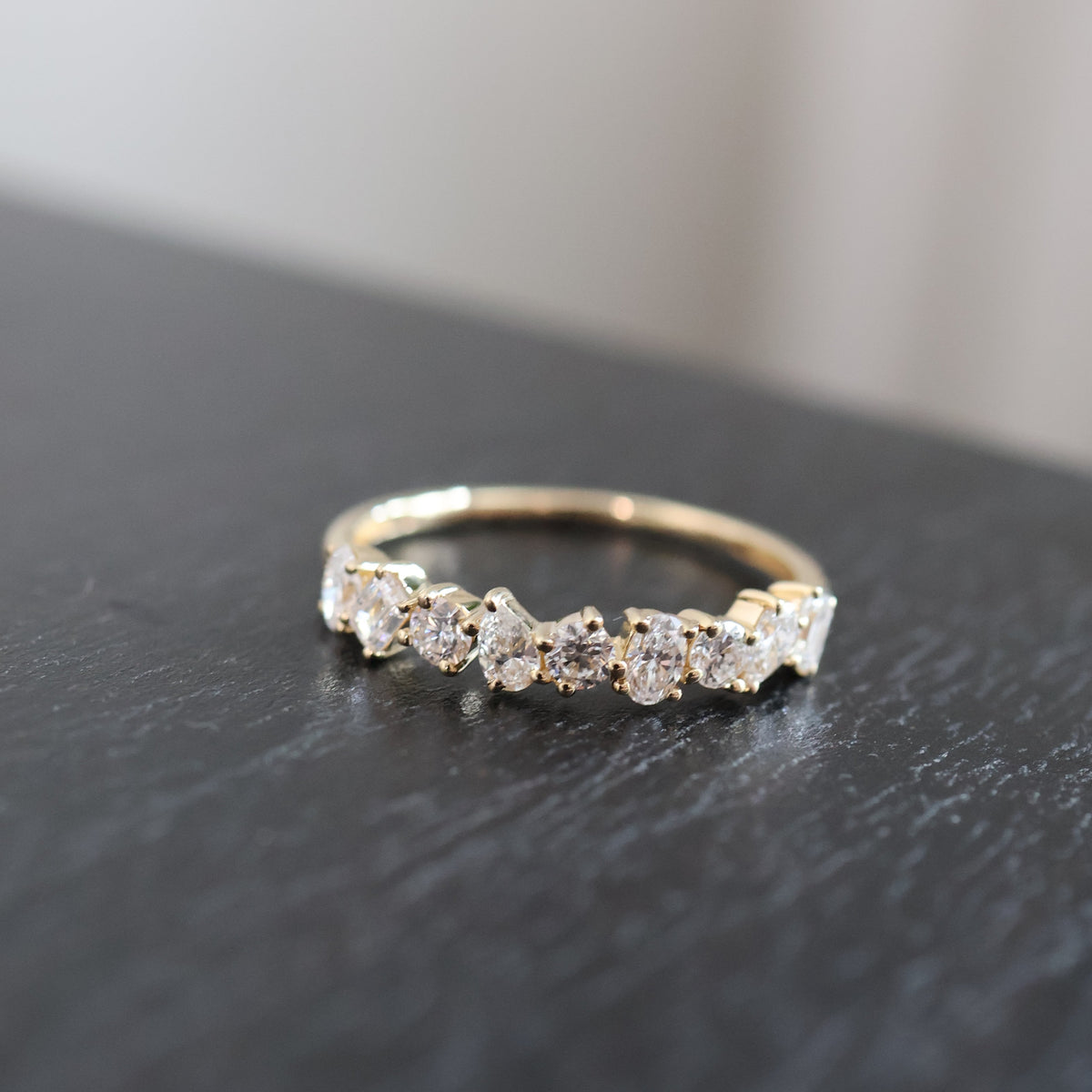 PRE-ORDER 0.66 TCW Confetti Lab Diamond Half Eternity Ring 14K Gold (SZ 6.5)