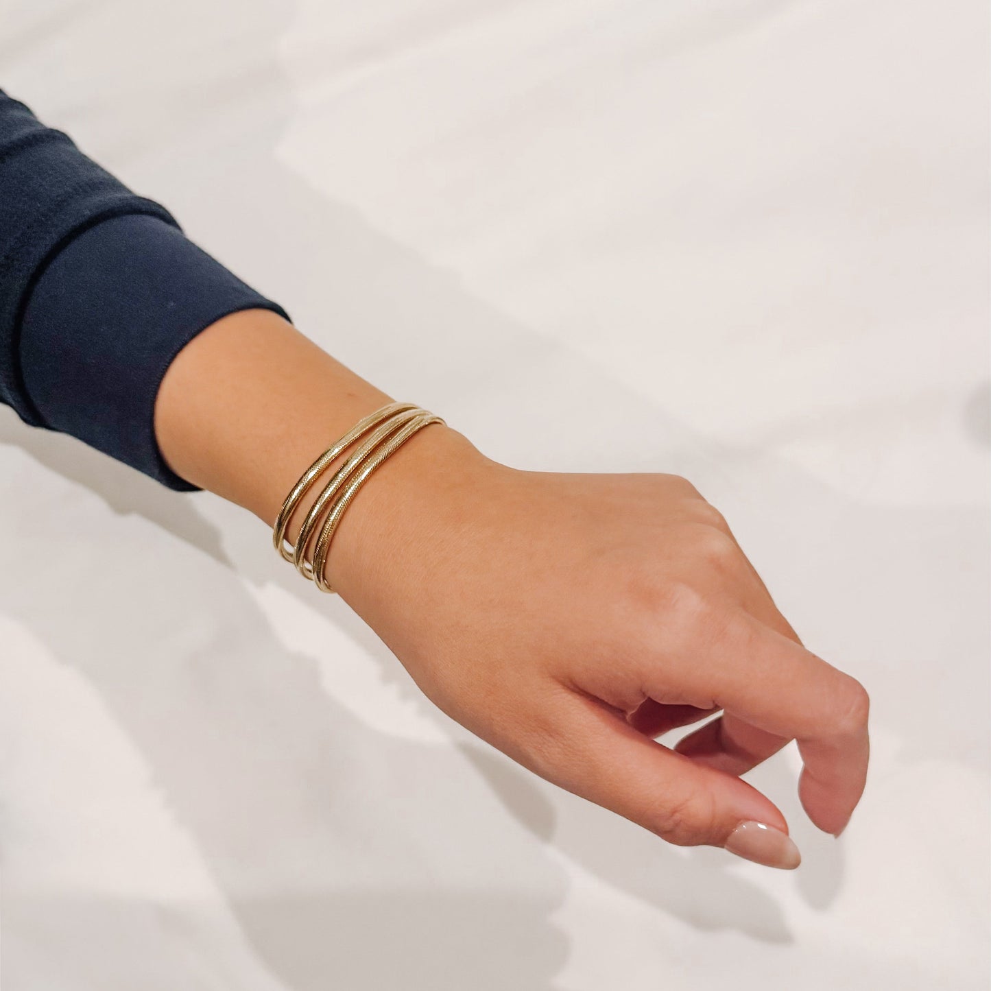 PRE-ORDER 18K Yellow, Rose, & White Gold Stretchy Bangle