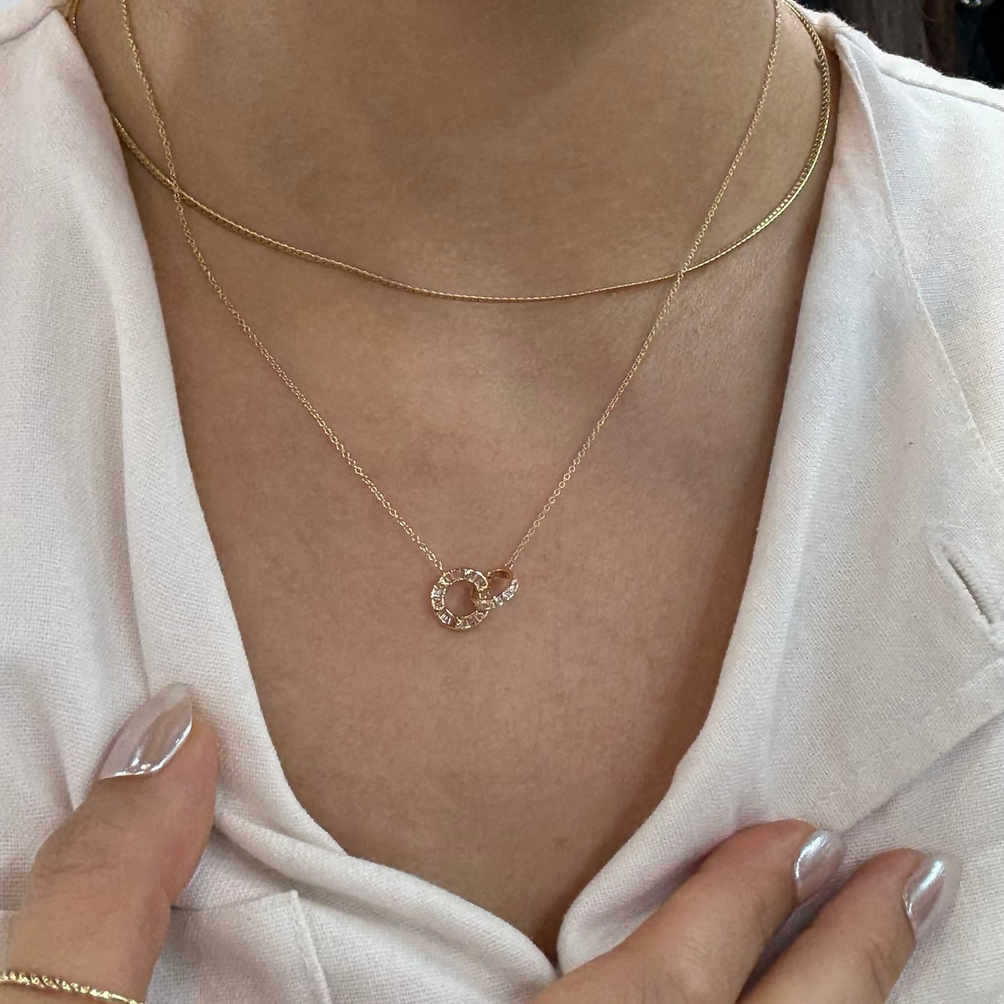 PRE-ORDER 0.3 TCW Linked Trapezoid & Round Natural Diamond 18K Necklace