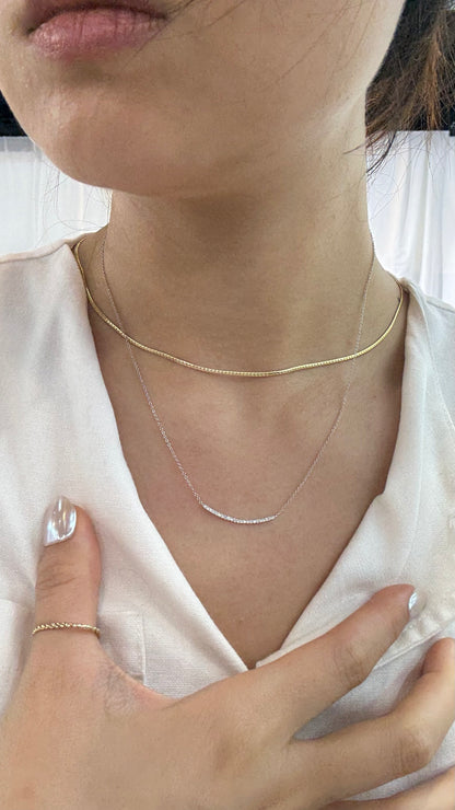 PRE-ORDER 0.120 TCW Curved Natural Diamond 18K Necklace