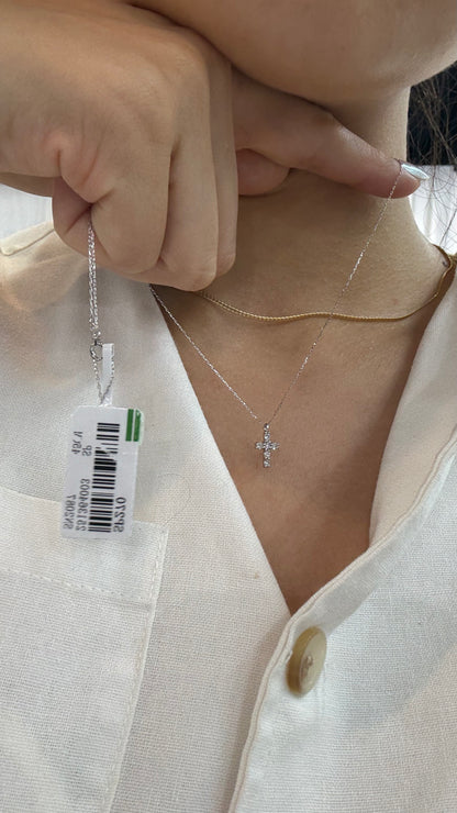 PRE-ORDER 0.2 TCW Natural Diamond Cross Necklace in Platinum
