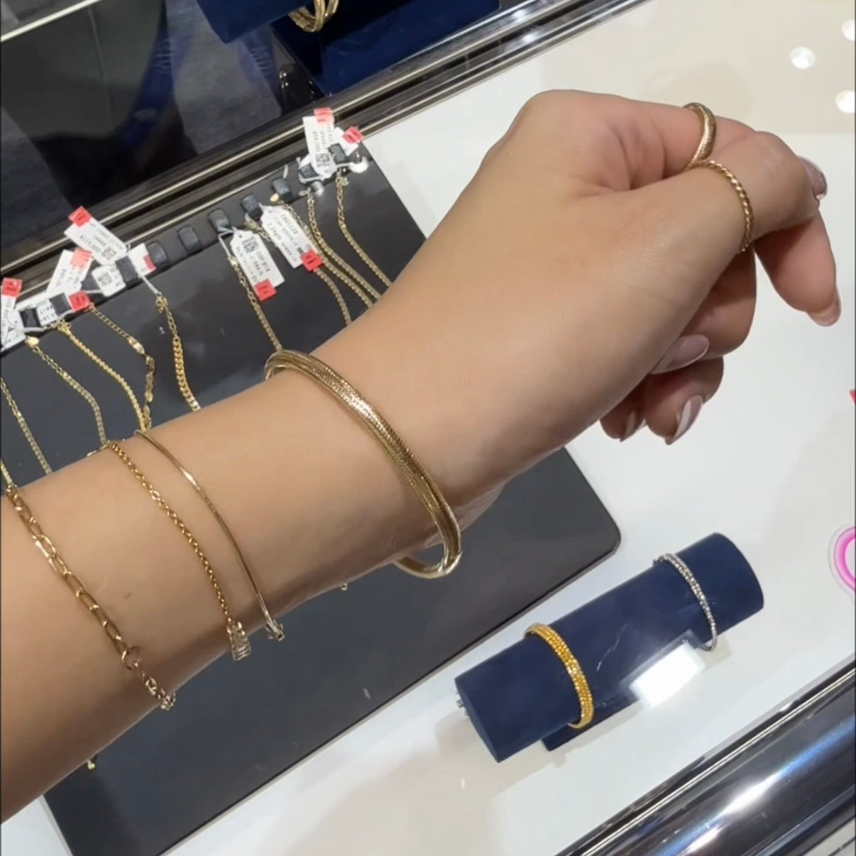 PRE-ORDER 18K Yellow, Rose, & White Gold Stretchy Bangle