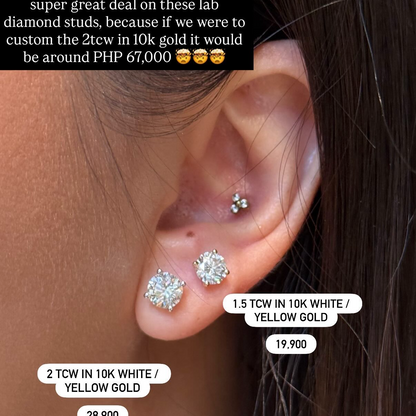 PRE-ORDER 1.5 TCW Lab Diamond Stud Earrings in 10K Gold