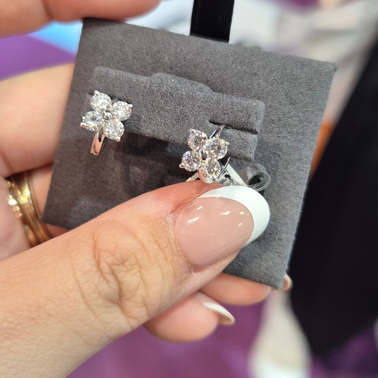 PRE-ORDER Flower Lab Diamond Hoop Earrings in 14K