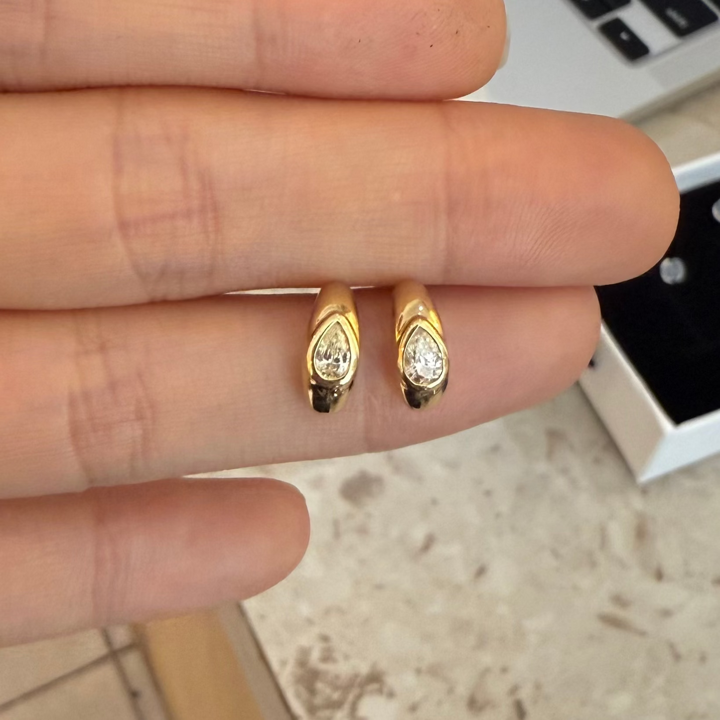 PRE-ORDER Cool Girl 0.36 TCW Pear cut natural diamond stud earrings in 18K Gold