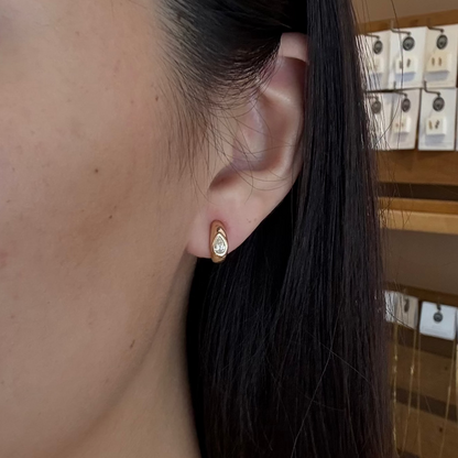 PRE-ORDER Cool Girl 0.36 TCW Pear cut natural diamond stud earrings in 18K Gold