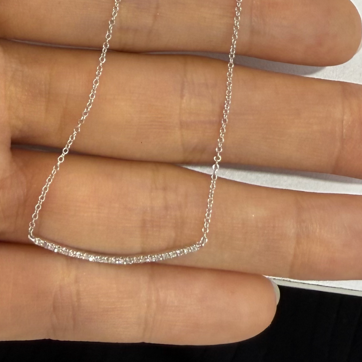 PRE-ORDER 0.120 TCW Curved Natural Diamond 18K Necklace