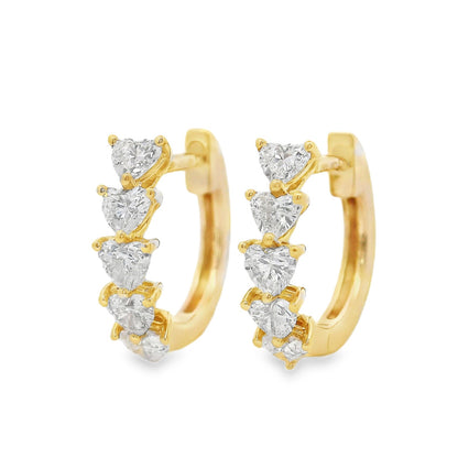 PRE-ORDER 0.46 TCW Half Eternity Heart Lab Diamond Hoop Earrings in 14K Gold