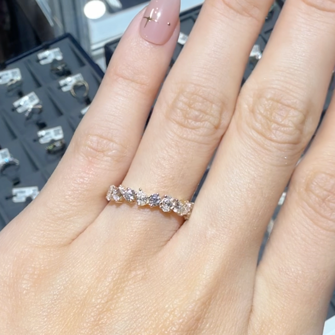 PRE-ORDER 0.66 TCW Confetti Lab Diamond Half Eternity Ring 14K Gold (SZ 6.5)6.5)