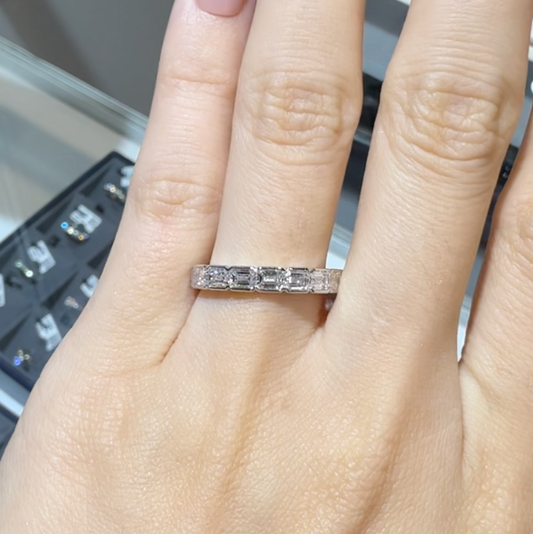 PRE-ORDER 1.36 TCW Emerald Lab Diamond Half Eternity Ring in Platinum (SZ 6.5)