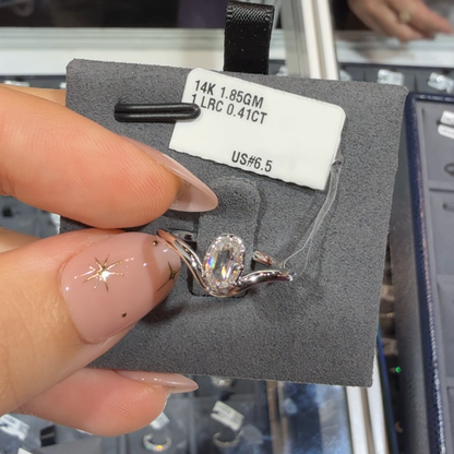 PRE-ORDER 0.41 CT Oval Lab Diamond Wave Ring in 14K (SZ 6.5)