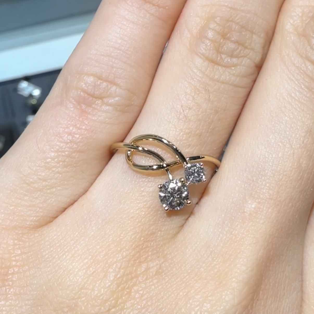 PRE-ORDER 0.49 TCW Double Round Lab Diamond Ring in 14K (SZ 6.5)