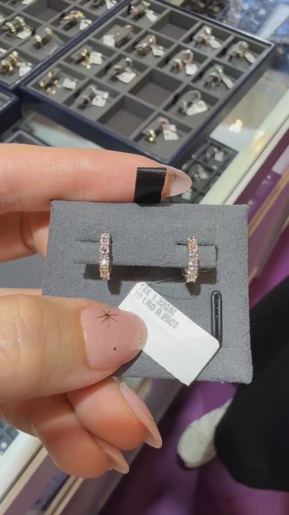 PRE-ORDER 0.25 TCW Half Eternity Lab Diamond Hoop Earrings in 14K Gold