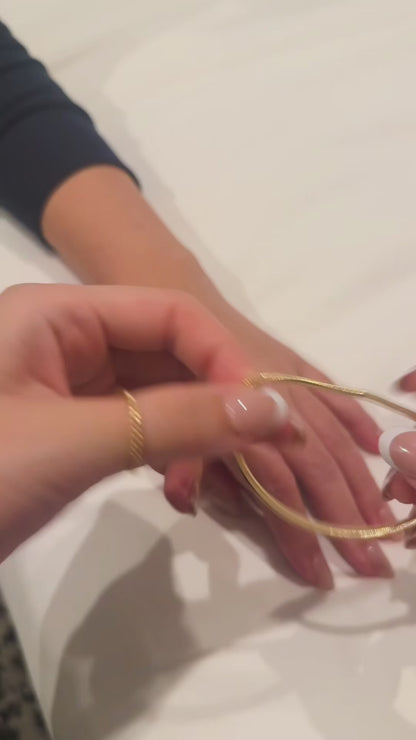 PRE-ORDER 18K Yellow, Rose, & White Gold Stretchy Bangle