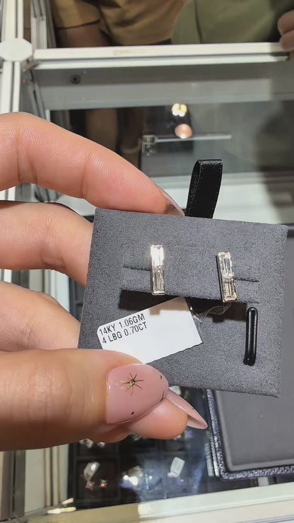PRE-ORDER 0.70 TCW Bezel Emerald cut Lab Diamond Stud Earrings in 14K Gold