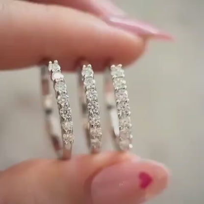 Skinny Moissanite Half Eternity Ring in Silver or Gold Vermeil