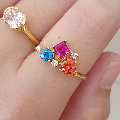 Customizable Birthstone Cluster Ring