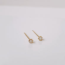 Load image into Gallery viewer, ONHAND: Tiny Diamond stud earrings in 18k Yellow Gold
