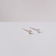 Load image into Gallery viewer, Tiny Diamond stud earrings in 18k White Gold

