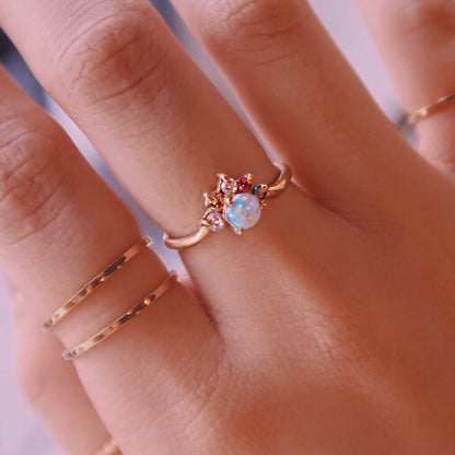 Customizable 5 Gemstone + Opal Ring